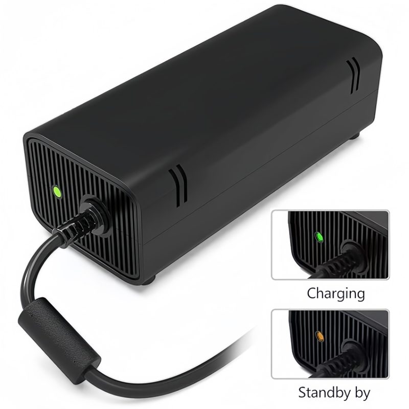 Xbox 360 E Power Supply, AC Adapter Power Brick with Power Cord for Xbox 360 E Console 100-240V Auto Voltage Low Noise Version -Built in Silent Fan - 图片 2
