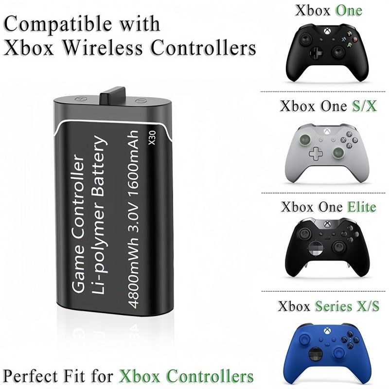1600mAh Controller Battery Pack for Xbox Series X/S, Rechargeable Battery for Xbox One, One S, One X, Xbox One Elite Controller with 2pcs USB C Charging Cable - 图片 2